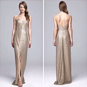 Amsale gold sequin “Samantha” style dress